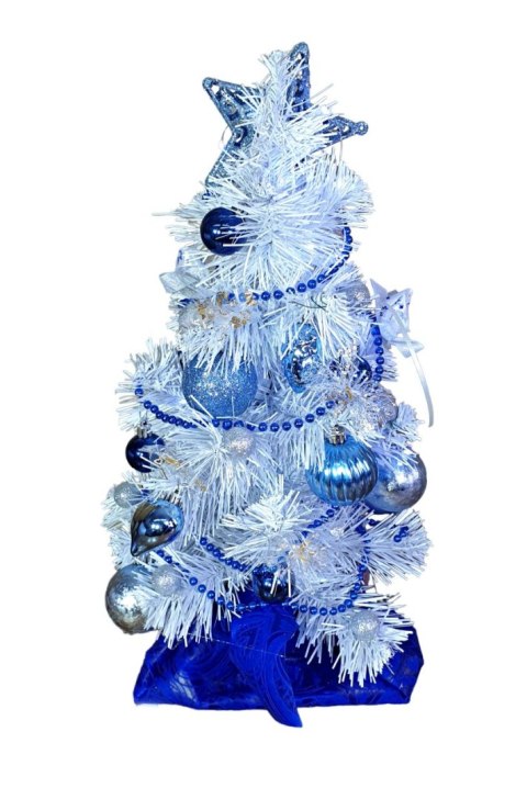 GOTOWA MINI CHOINKA BIAŁA LED UBRANA ŚWIĄTECZNA DEKORACJA 40cm GOTOWA MINI CHOINKA BIAŁA LED UBRANA ŚWIĄTECZNA DEKORACJA 40cm