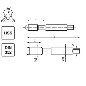 KOMPLET GWINTOWNIKÓW DIN-352/3 M4 HSS KOMPLET GWINTOWNIKÓW DIN-352/3 M4 HSS
