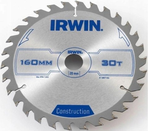 PIŁA TARCZOWA 160x20x2,5mm 30z ATB CONSTRUCTION IRWIN PIŁA TARCZOWA 160x20x2,5mm 30z ATB CONSTRUCTION IRWIN