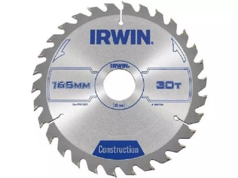 PIŁA TARCZOWA 165x30x2,5mm 30z ATB CONSTRUCTION IRWIN PIŁA TARCZOWA 165x30x2,5mm 30z ATB CONSTRUCTION IRWIN