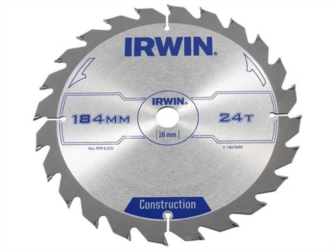 PIŁA TARCZOWA 184x16x2,5mm 24z ATB CONSTRUCTION IRWIN PIŁA TARCZOWA 184x16x2,5mm 24z ATB CONSTRUCTION IRWIN
