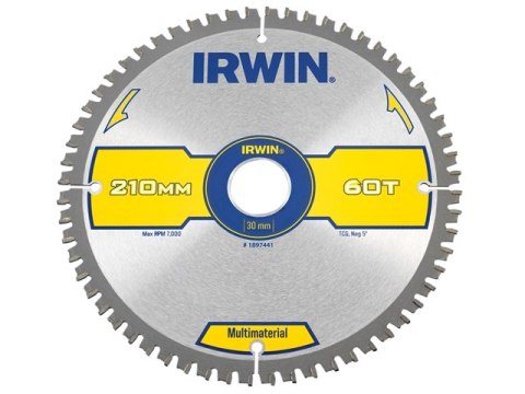PIŁA TARCZOWA 210x30x2,5mm 60z TCG MULTIMATERIAL SHARPER LONGER IRWIN PIŁA TARCZOWA 210x30x2,5mm 60z TCG MULTIMATERIAL SHARPER LONGER IRWIN
