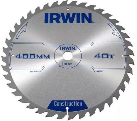 PIŁA TARCZOWA 400x30x3,8mm 40z ATB CONSTRUCTION IRWIN PIŁA TARCZOWA 400x30x3,8mm 40z ATB CONSTRUCTION IRWIN
