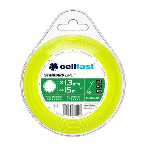 ŻYŁKA TNĄCA STANDARD 1,3mm / 15m OKRĄGŁA CELLFAST ŻYŁKA TNĄCA STANDARD 1,3mm / 15m OKRĄGŁA CELLFAST