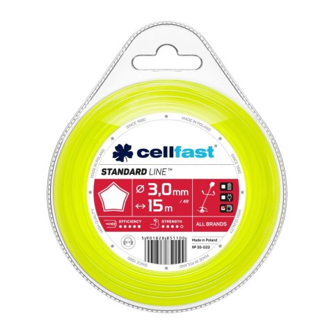 ŻYŁKA TNĄCA STANDARD 3,0mm / 15m GWIAZDKA CELLFAST ŻYŁKA TNĄCA STANDARD 3,0mm / 15m GWIAZDKA CELLFAST
