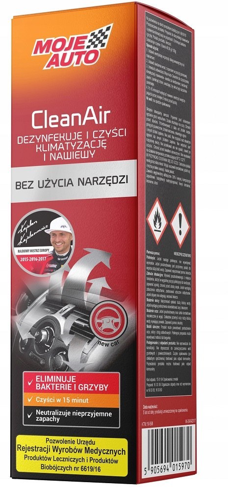 ODŚWIEŻACZ KLIMATYZACJI I NAWIEWÓW CLEANAIR NEW CAR 150ml 19-598 MOJE AUTO ODŚWIEŻACZ KLIMATYZACJI I NAWIEWÓW CLEANAIR NEW CAR 150ml 19-598 MOJE AUTO