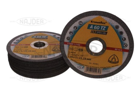 TARCZA FLEX 41 125x1,0x22,2 A 60 TZ SPECIAL KLINGSPOR ( op. - 25 szt.) TARCZA FLEX 41 125x1,0x22,2 A 60 TZ SPECIAL KLINGSPOR ( op. - 25 szt.)
