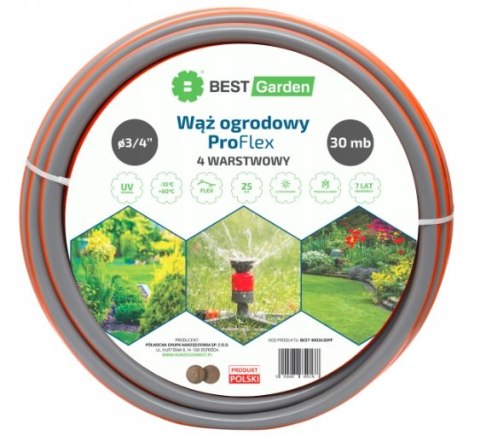 WĄŻ OGRODOWY 3/4" 30m PRO FLEX BEST GARDEN WĄŻ OGRODOWY 3/4" 30m PRO FLEX BEST GARDEN