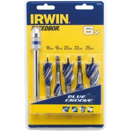 ZESTAW WIERTEŁ DO DREWNA BLUE GROOVE 5 szt.+ przedłużka IRWIN