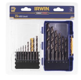 ZESTAW WIERTEŁ DO METALU (15szt.) 1,5-10mm KOBALTOWE HSS-E IRWIN