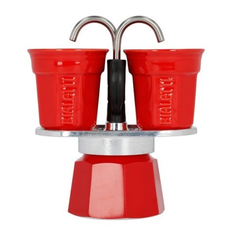 Bialetti kawiarka Mini Express czerwona 2tz + 2 filiżanki Bialetti kawiarka Mini Express czerwona 2tz + 2 filiżanki