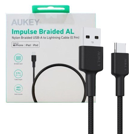 AUKEY CB-CD30 KABEL USB-C QC PD 0.9M 3A NYLON AUKEY CB-CD30 KABEL USB-C QC PD 0.9M 3A NYLON