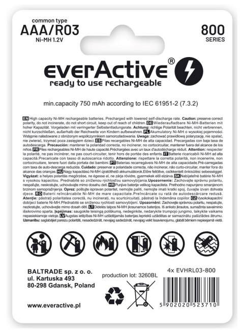 EVERACTIVE AKUMULATORKI AAA 800 MAH - 2 SZTUKI EVHRL03-800 EVERACTIVE AKUMULATORKI AAA 800 MAH - 2 SZTUKI EVHRL03-800