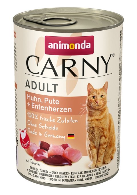 ANIMONDA Carny Adult kurczak, indyk, kacze serca - mokra karma dla kota - 400g ANIMONDA Carny Adult kurczak, indyk, kacze serca - mokra karma dla kota - 400g