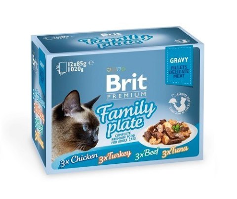 BRIT Premium Cat Pouch Gravy Fillet Family Plate - mokra karma dla kota - 12 x 85 g BRIT Premium Cat Pouch Gravy Fillet Family Plate - mokra karma dla kota - 12 x 85 g