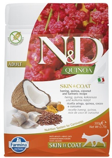 FARMINA N&D Quinoa Skin&Coat Cat Herring and Coconut Adult - sucha karma dla kota - 300 g FARMINA N&D Quinoa Skin&Coat Cat Herring and Coconut Adult - sucha karma dla kota - 300 g