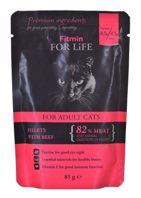 FITMIN For Life Cat Pouch Adult Beef - mokra karma dla kota - 85 g FITMIN For Life Cat Pouch Adult Beef - mokra karma dla kota - 85 g