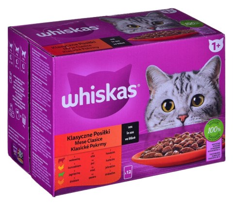 WHISKAS Klasyczne Posiłki w sosie - mokra karma dla kota - saszetka - 12x85 g WHISKAS Klasyczne Posiłki w sosie - mokra karma dla kota - saszetka - 12x85 g