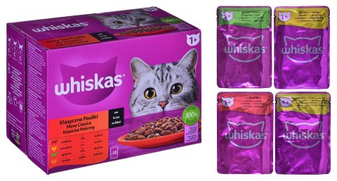 WHISKAS Klasyczne Posiłki w sosie - mokra karma dla kota - saszetka - 12x85 g WHISKAS Klasyczne Posiłki w sosie - mokra karma dla kota - saszetka - 12x85 g