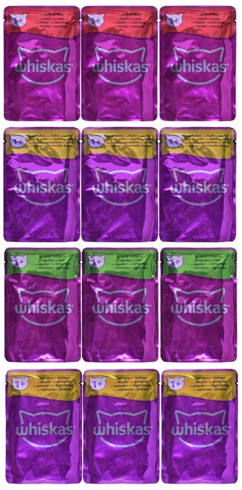 WHISKAS Klasyczne Posiłki w sosie - mokra karma dla kota - saszetka - 12x85 g WHISKAS Klasyczne Posiłki w sosie - mokra karma dla kota - saszetka - 12x85 g