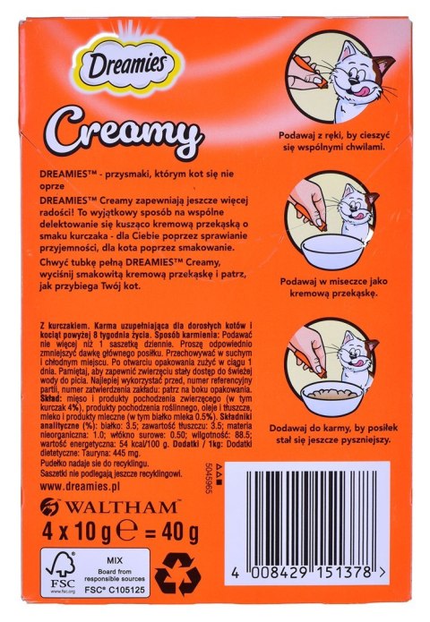 DREAMIES Creamy Kurczak - przysmak dla kota - 4x10 g DREAMIES Creamy Kurczak - przysmak dla kota - 4x10 g