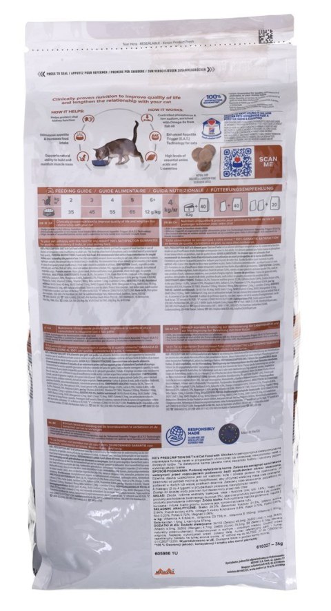 Hill's Prescription Diet Feline k/d Kidney Care - sucha karma dla kotów z chorobami nerek - 3 kg