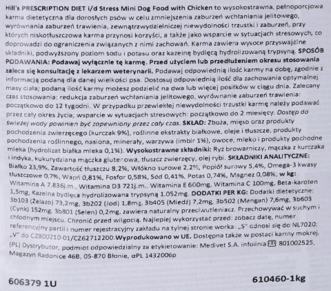 HILL'S Prescription Diet Mini i/d Stress Canine - sucha karma dla psa - 1 kg