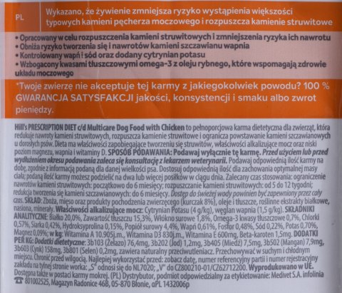 HILL'S Prescription Diet Urinary Care c/d Multicare Canine - sucha karma dla psa - 4 kg HILL'S Prescription Diet Urinary Care c/d Multicare Canine - sucha karma dla psa - 4 kg