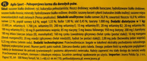 JOSERA JosiDog Agilo Sport - sucha karma dla psa - 15 kg JOSERA JosiDog Agilo Sport - sucha karma dla psa - 15 kg