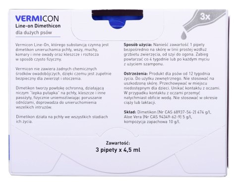 BEAPHAR VERMIcon Line-on Dog L - krople przeciw pasożytom dla psa - 3x 4,5ml BEAPHAR VERMIcon Line-on Dog L - krople przeciw pasożytom dla psa - 3x 4,5ml