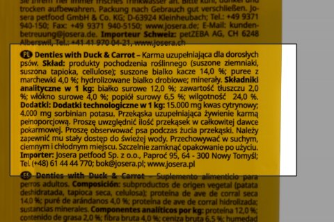 JOSERA Denties Kaczka z marchewką - przysmak dla psa - 180 g JOSERA Denties Kaczka z marchewką - przysmak dla psa - 180 g
