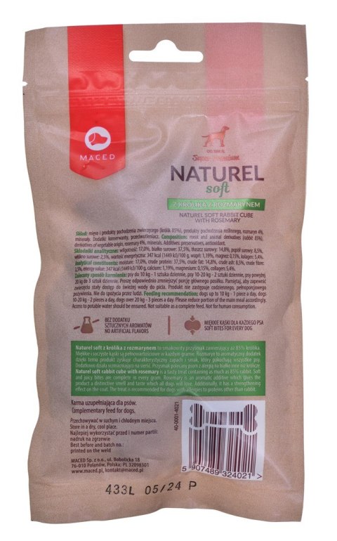 MACED NATUREL SOFT przysmak dla psa z królikiem i rozmarynem - przysmak - 100g MACED NATUREL SOFT przysmak dla psa z królikiem i rozmarynem - przysmak - 100g