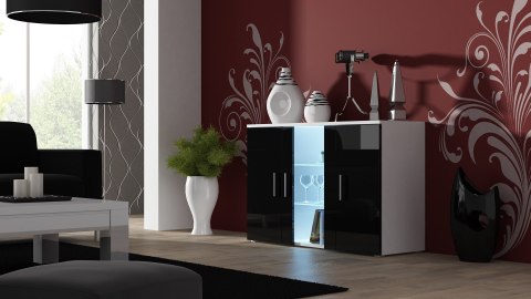Komoda 120cm SOHO S7 biały/ czarny połysk Komoda 120cm SOHO S7 biały/ czarny połysk
