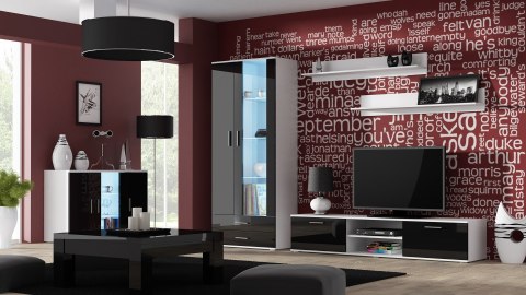 Komoda 120cm SOHO S7 biały/ czarny połysk Komoda 120cm SOHO S7 biały/ czarny połysk