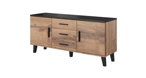 Komoda LOTTA 150 2D3S wotan + czarny mat Komoda LOTTA 150 2D3S wotan + czarny mat