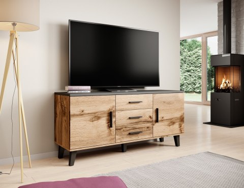 Komoda LOTTA 150 2D3S wotan + czarny mat Komoda LOTTA 150 2D3S wotan + czarny mat