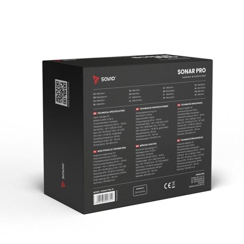 SAVIO MIKROFON GAMINGOWY NA TRÓJNOGU Z PODŚWIETLENIEM SONAR PRO 01, USB, KOSZYK ANTYWSTRZĄSOWY SAVIO MIKROFON GAMINGOWY NA TRÓJNOGU Z PODŚWIETLENIEM SONAR PRO 01, USB, KOSZYK ANTYWSTRZĄSOWY