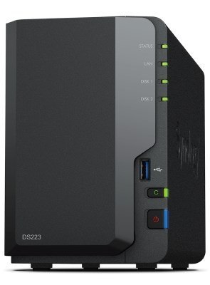NAS Synology DS223; Tower; 2x (3.5" SATA HDD)/2.5" HDD SSD); Realtek RTD1619B;,2GB DDR4, 1x 1GbE RJ-45 NAS Synology DS223; Tower; 2x (3.5" SATA HDD)/2.5" HDD SSD); Realtek RTD1619B;,2GB DDR4, 1x 1GbE RJ-45