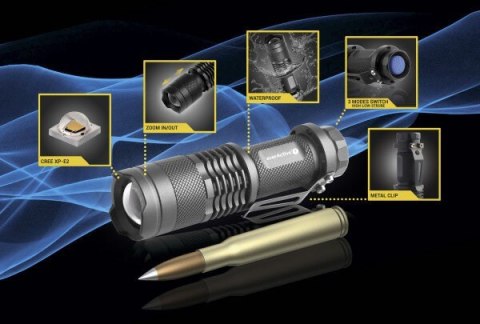 EVERACTIVE LATARKA RĘCZNA DIODOWA (LED) "BULLET" DIODA CREE XP-E2 FL180 EVERACTIVE LATARKA RĘCZNA DIODOWA (LED) "BULLET" DIODA CREE XP-E2 FL180