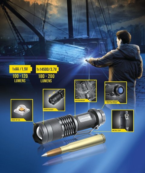EVERACTIVE LATARKA RĘCZNA DIODOWA (LED) "BULLET" DIODA CREE XP-E2 FL180 EVERACTIVE LATARKA RĘCZNA DIODOWA (LED) "BULLET" DIODA CREE XP-E2 FL180