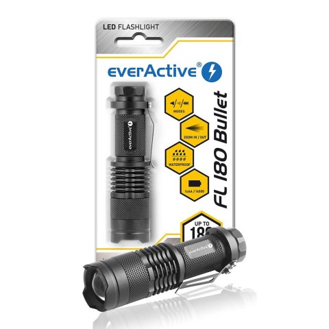 EVERACTIVE LATARKA RĘCZNA DIODOWA (LED) "BULLET" DIODA CREE XP-E2 FL180 EVERACTIVE LATARKA RĘCZNA DIODOWA (LED) "BULLET" DIODA CREE XP-E2 FL180