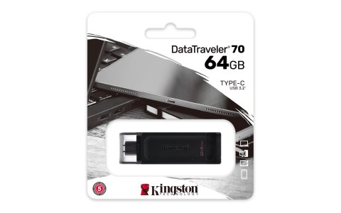 KINGSTON FLASH 64GB USB-C 3.2 Gen1 DataTraveler 70 KINGSTON FLASH 64GB USB-C 3.2 Gen1 DataTraveler 70
