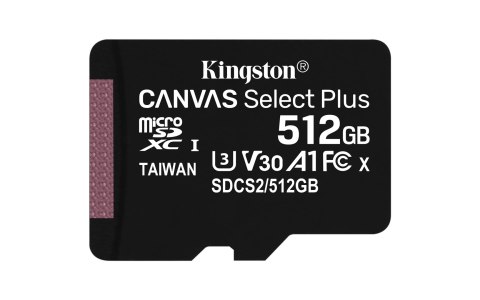 Karta pamięci z adapterem Kingston Canvas Select Plus SDCS2/512GB (512GB; Class 10, Class U1, V10; + adapter) Karta pamięci z adapterem Kingston Canvas Select Plus SDCS2/512GB (512GB; Class 10, Class U1, V10; + adapter)