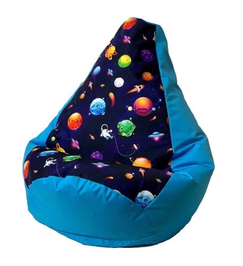 Pufa worek sako GRUSZA DRUK niebieski-planety XL 130x90 Pufa worek sako GRUSZA DRUK niebieski-planety XL 130x90