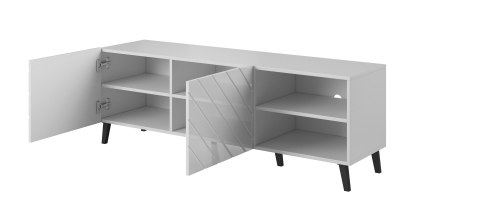 Szafka RTV ABETO 150x42x52 biały/biały połysk Szafka RTV ABETO 150x42x52 biały/biały połysk