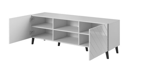 Szafka RTV ABETO 150x42x52 biały/biały połysk Szafka RTV ABETO 150x42x52 biały/biały połysk