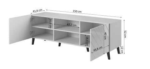 Szafka RTV ABETO 150x42x52 czarny/czarny połysk Szafka RTV ABETO 150x42x52 czarny/czarny połysk