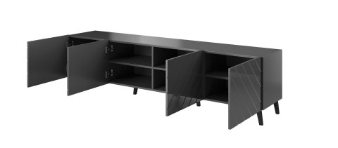 Szafka RTV ABETO 200x42x52 grafit/grafit połysk Szafka RTV ABETO 200x42x52 grafit/grafit połysk