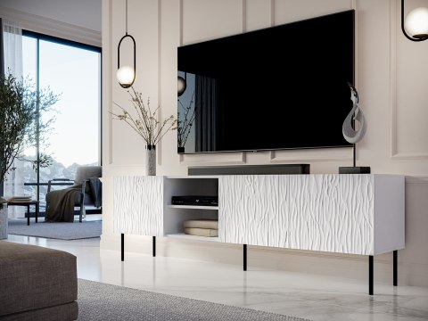 Szafka RTV JUNGLE 190x40,5x59,5 biały mat + czarne nóżki Szafka RTV JUNGLE 190x40,5x59,5 biały mat + czarne nóżki