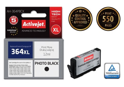 Activejet AH-364PBCX Tusz (zamiennik HP 364XL CB322EE; Premium; 12 ml; czarny, foto) Activejet AH-364PBCX Tusz (zamiennik HP 364XL CB322EE; Premium; 12 ml; czarny, foto)